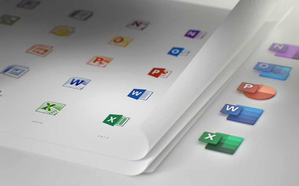 進化の Microsoft Office アプリケーションアイコン